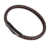HUIANGLIYG Pulseras De Cuero Trenzado Para Hombres Y Mujeres, Pulsera Tejida Sencilla Con Botones A Presión, Unisex, Pulsera Trenzada Clásica Hecha A Mano Para La Amistad, Pareja, Negro-Marrón, 20 Cm