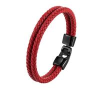 HUIANGLIYG Pulseras Hombre,Pulsera Tejida Simple de Doble Hilera para Hombre, Hecha A Mano en Rojo, de Cuero Trenzado, Informal, de Negocios, Regalo para Niño, Accesorios para Él, Accesorios No In