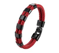 HUIANGLIYG Pulseras Hombre,Pulsera Trenzada Sencilla de Doble Hilera para Hombre, Hecha A Mano, de Cuero Rojo, Estilo Informal, Ideal para Negocios, Regalo para Niño, Accesorios para Él, 6 Unidade