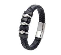 HUIANGLIYG Pulseras Hombre,Pulseras de Cuero para Hombre, Estilo Ejecutivo, de Piel de Vaca Trenzada con Un Simple Giro y Presillas, Brazalete de Lujo, Joyería Vintage Punk, Ideal Como Regalo para