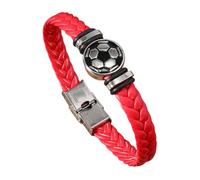HUIANGLIYG Regalo Ideal para Papá: Pulsera de Cuero con Temática Futbolística para Hombre, con Dije de Fútbol, Brazalete de Cuero Trenzado con Cierre. Joyería deportiva Moderna para Papá,