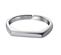 Huianpen Anillo de Plata, Anillo Cuadrado Redondo Geométrico Cuadrado Geométrico de Personalidad Femenina, Anillo de Dedo Índice de Anillo Abiertoanillo de plata, Apertura regulable