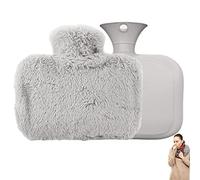 huiba Bolsa de agua caliente con funda polar - Bolsa de agua caliente con bolsillo de muletón | Bolsa de agua caliente 1500 ml para calambres, calentador de cama de agua caliente extraíble