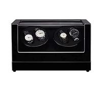 HUIBBGO Caja de Almacenamiento para enrollador de Relojes 4+0 de Madera, automática, con Tapa Transparente, para Relojes de Pulsera mecánicos. Caja de Madera con Motor de Doble Cabezal y a