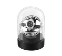HUIBBGO Caja enrolladora de Relojes automática para un Solo Reloj. Motor silencioso. Rotación de 360 Grados. Tapa de Cristal Transparente.