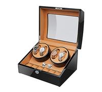 HUIBBGO Caja enrolladora de Relojes para 4 Relojes automáticos + 6 Compartimentos de Almacenamiento Acabado de Madera Tipo Piano Motor silencioso para Relojes de Hombre y Mujer Gran capaci