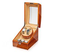 HUIBBGO Caja para Relojes con Mecanismo automático Doble, Motor silencioso, 5 Modos de rotación, Capacidad para 2 Relojes de Hombre/Mujer y 3 Compartimentos de Almacenamiento.