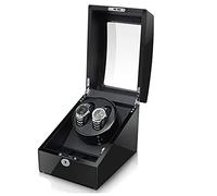 HUIBBGO Caja para Relojes con Mecanismo automático Doble, Motor silencioso, 5 Modos de rotación, Capacidad para 2 Relojes de Hombre/Mujer y 3 Compartimentos de Almacenamiento.