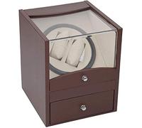 HUIBBGO Caja para Relojes, Estuche para Relojes automáticos, de Madera, para 2 Relojes de Pulsera + 2 Compartimentos de Almacenamiento, Caja de Almacenamiento y exhibición de Joyas para re