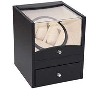 HUIBBGO Caja para Relojes, Estuche para Relojes automáticos, de Madera, para 2 Relojes de Pulsera + 2 Compartimentos de Almacenamiento, Caja de Almacenamiento y exhibición de Joyas para re