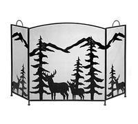 HUIBBGO Chimeneas, Chimenea, Pantalla para Chimenea, Pantalla Plegable para Chimenea, Cubierta Protectora contra chispas, Pantalla antichispas, Diseño Creativo de Alce, Malla me