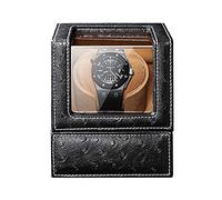 HUIBBGO Enrollador automático de Relojes, Caja enrolladora automática para un Solo Reloj, 5 Modos de rotación, Fuente de alimentación, cojín Flexible para Reloj, Piel con Estampado de Aves