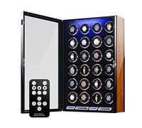 HUIBBGO Enrollador de Relojes automático para 24 Relojes, Motor silencioso con Control Remoto, iluminación incorporada, Almohadas de Reloj Ajustables para Cada Familia