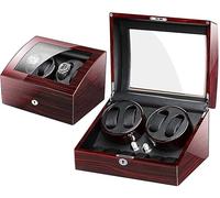 HUIBBGO Estuche de Madera para Guardar y enrollar Relojes automáticamente, con 4 Compartimentos para Relojes y 6 Espacios de Almacenamiento. Regalo Ideal para Las Fiestas.