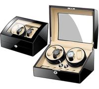 HUIBBGO Estuche de Madera para Guardar y enrollar Relojes automáticamente, con 4 Compartimentos para Relojes y 6 Espacios de Almacenamiento. Regalo Ideal para Las Fiestas.