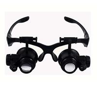 HUIBBGO Lupa de Doble Ojo 5X, 15X, 20X y 25X con Cabeza de Aumento, Auriculares, lupas iluminadas, Juego de Herramientas con luz LED para reparación de Relojes y joyeros.