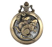 HUIBBGO Práctico reloj de bolsillo con esfera de números arábigos para adultos, creativo reloj de bolsillo con temática del zodiaco chino para adolescentes, reloj colgante de cadena dura duradera para