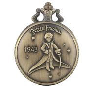 HUIBBGO Reloj de Bolsillo clásico de Cuarzo de Bronce Azul de la película El Principito, Regalo Popular para niños y niñas