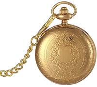 HUIBBGO Reloj de bolsillo clásico y elegante. Reloj de bolsillo para hombre, retro, de cuarzo, tallado en forma de concha de almeja, para el día del padre, cumpleaños, festival Qixi, aniversario,