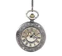 HUIBBGO Reloj de bolsillo con cadena, reloj de bolsillo grande, clásico, hueco, escala romana, reloj de bolsillo, a la moda, vintage, con esfera dorada, muy adecuado, de cuarzo grabado vintage