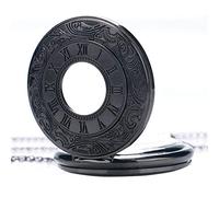 HUIBBGO Reloj de bolsillo con cadena, reloj de bolsillo plateado/bronce/negro, números arábigos romanos de cuarzo, reloj de bolsillo con colgante antiguo para hombres y mujeres con collar, cadena de