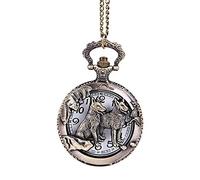 HUIBBGO Reloj de bolsillo con cadena, reloj de bolsillo unisex grande de estilo retro, reloj de bolsillo de perro leal tallado en bronce, reloj de bolsillo para perro, reloj de bolsillo de cuarzo