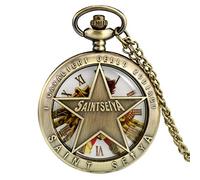 HUIBBGO Reloj de Bolsillo de Cuarzo con Colgante de Cadena de Reloj de Cadena de Regalo con Tema de Cubierta de Pentagrama Hueco de Saint Seiya de Bronce Antiguo