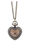 HUIBBGO Reloj de Bolsillo de Moda Vintage Retro de Cuarzo Reloj de Bolsillo con Forma de corazón de Amor Colgante de Cristal suéter Cadena Reloj Collar Regalos