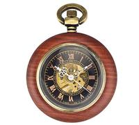 HUIBBGO Reloj de bolsillo para mujer, reloj de bolsillo mecánico automático de caoba, reloj de bolsillo para hombre y mujer, clásico, retro, hueco, antiguo, reloj de bolsillo, para hombre, B, B