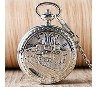 HUIBBGO Reloj de Bolsillo Silver Half Hunter Reloj de Bolsillo mecánico Reloj de Bolsillo de Cuerda Manual Reloj Colgante Especial Regalos para Hombres y Mujeres