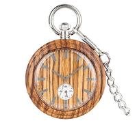 HUIBBGO Reloj de bolsillo vintage para hombre y mujer, reloj de bolsillo de cuarzo de madera, maravilloso reloj de bolsillo con esfera redonda, práctico reloj de aleación con colgante de plata, regalo