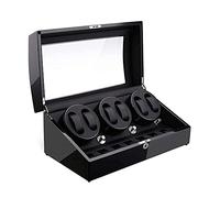 HUIBBGO Reloj Enrollador de Relojes para 6 Relojes automáticos con 7 Espacios de Almacenamiento, Almohadillas Ajustables para Relojes, Carcasa de Madera, Ultra silencioso, BA