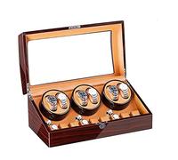 HUIBBGO Reloj Enrollador de Relojes para 6 Relojes automáticos con 7 Espacios de Almacenamiento, Almohadillas Ajustables para Relojes, Carcasa de Madera, Ultra silencioso, BA