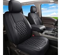 Huidasource Fundas de Asiento de Piel sintética para Asiento Delantero y Trasero de camión, 5 Piezas, Funda de cojín de Asiento Impermeable para Ford F150, F250, F350, F450 2015-2022 (Juego Completo