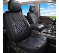Huidasource Fundas de Asiento de Piel sintética para Asientos Delanteros y Traseros de camión, 5 Piezas, Fundas de cojín de Asiento Impermeables para Ford F150, F250, F350, F450 2015-2022 (Juego