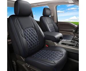 Huidasource Fundas de Asiento de Piel sintética para Asientos Delanteros y Traseros de camión, 5 Piezas, Fundas de cojín de Asiento Impermeables para Ford F150, F250, F350, F450 2015-2022 (Juego