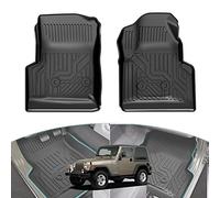 Huidnnas, Alfombrillas de TPE para Jeep Wrangler TJ del 1997-2006, Accesorios de protección para Todo Tipo de Clima, Forro de Fila Delantera, patrón electrónico, 2 Unidades, Negro