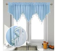 Huierxun 3 Cortinas triángulo con Cuentas para Ventanas, Cocina, Sala de Estar, baño, Dormitorio, Cortinas Cortas (Celeste, 51 x 24 Pulgadas)