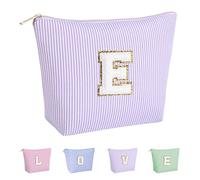 Huifen Bolsa de maquillaje personalizada con inicial, bolsas de cosméticos para mujeres, bolsa de aseo de viaje, adolescentes, niñas, bonita bolsa de maquillaje, cumpleaños, boda, Navidad, regalo para