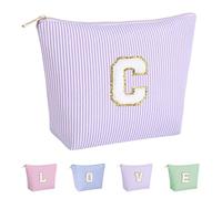 Huifen Bolsa de maquillaje personalizada con inicial, bolsas de cosméticos para mujeres, bolsa de aseo de viaje, adolescentes, niñas, bonita bolsa de maquillaje, cumpleaños, boda, Navidad, regalo para