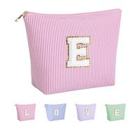 Huifen Bolsa de maquillaje personalizada con inicial, bolsas de cosméticos para mujeres, bolsa de aseo de viaje, adolescentes, niñas, bonita bolsa de maquillaje, cumpleaños, boda, Navidad, regalo para