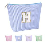 Huifen Bolsa de maquillaje personalizada con inicial, bolsas de cosméticos para mujeres, bolsa de aseo de viaje, adolescentes, niñas, bonita bolsa de maquillaje, cumpleaños, boda, Navidad, regalo para