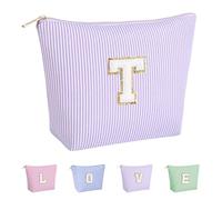 Huifen Bolsa de maquillaje personalizada con inicial, bolsas de cosméticos para mujeres, bolsa de aseo de viaje, adolescentes, niñas, bonita bolsa de maquillaje, cumpleaños, boda, Navidad, regalo para