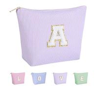 Huifen Bolsa de maquillaje personalizada con inicial, bolsas de cosméticos para mujeres, bolsa de aseo de viaje, adolescentes, niñas, bonita bolsa de maquillaje, cumpleaños, boda, Navidad, regalo para