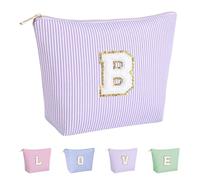 Huifen Bolsa de maquillaje personalizada con inicial, bolsas de cosméticos para mujeres, bolsa de aseo de viaje, adolescentes, niñas, bonita bolsa de maquillaje, cumpleaños, boda, Navidad, regalo para