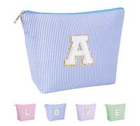 Huifen Bolsa de maquillaje personalizada con inicial, bolsas de cosméticos para mujeres, bolsa de aseo de viaje, adolescentes, niñas, bonita bolsa de maquillaje, cumpleaños, boda, Navidad, regalo para