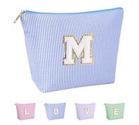 Huifen Bolsa de maquillaje personalizada con inicial, bolsas de cosméticos para mujeres, bolsa de aseo de viaje, adolescentes, niñas, bonita bolsa de maquillaje, cumpleaños, boda, Navidad, regalo para