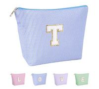 Huifen Bolsa de maquillaje personalizada con inicial, bolsas de cosméticos para mujeres, bolsa de aseo de viaje, adolescentes, niñas, bonita bolsa de maquillaje, cumpleaños, boda, Navidad, regalo para