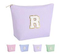 Huifen Bolsa de maquillaje personalizada con inicial, bolsas de cosméticos para mujeres, bolsa de aseo de viaje, adolescentes, niñas, bonita bolsa de maquillaje, cumpleaños, boda, Navidad, regalo para