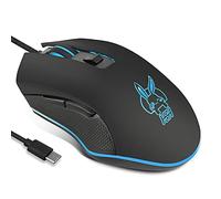 Huifen Ratón para juegos USB C con cable, ratones RGB silenciosos para juegos retroiluminados, 7 colores retroiluminados, 2400 DPI, mouse con cable RGB tipo C para juegos para oficina, hogar, PC y